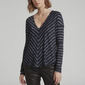 Rag & Bone Striped Hudson Vee Long Sleeve Knit Top Size SP